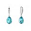 Pendientes en forma de gota con cristal azul de plata para mujer